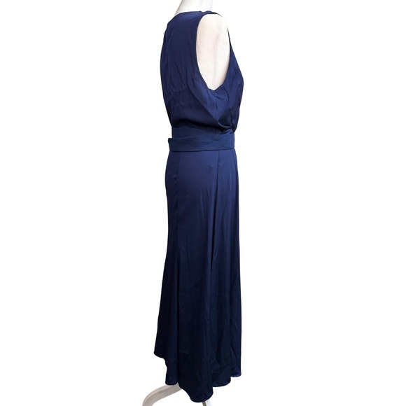 NWT Diane Von Furstenberg Penelope Navy Blue Sleeveless Silk Wrap Midi Dress 6 - Picture 4 of 11